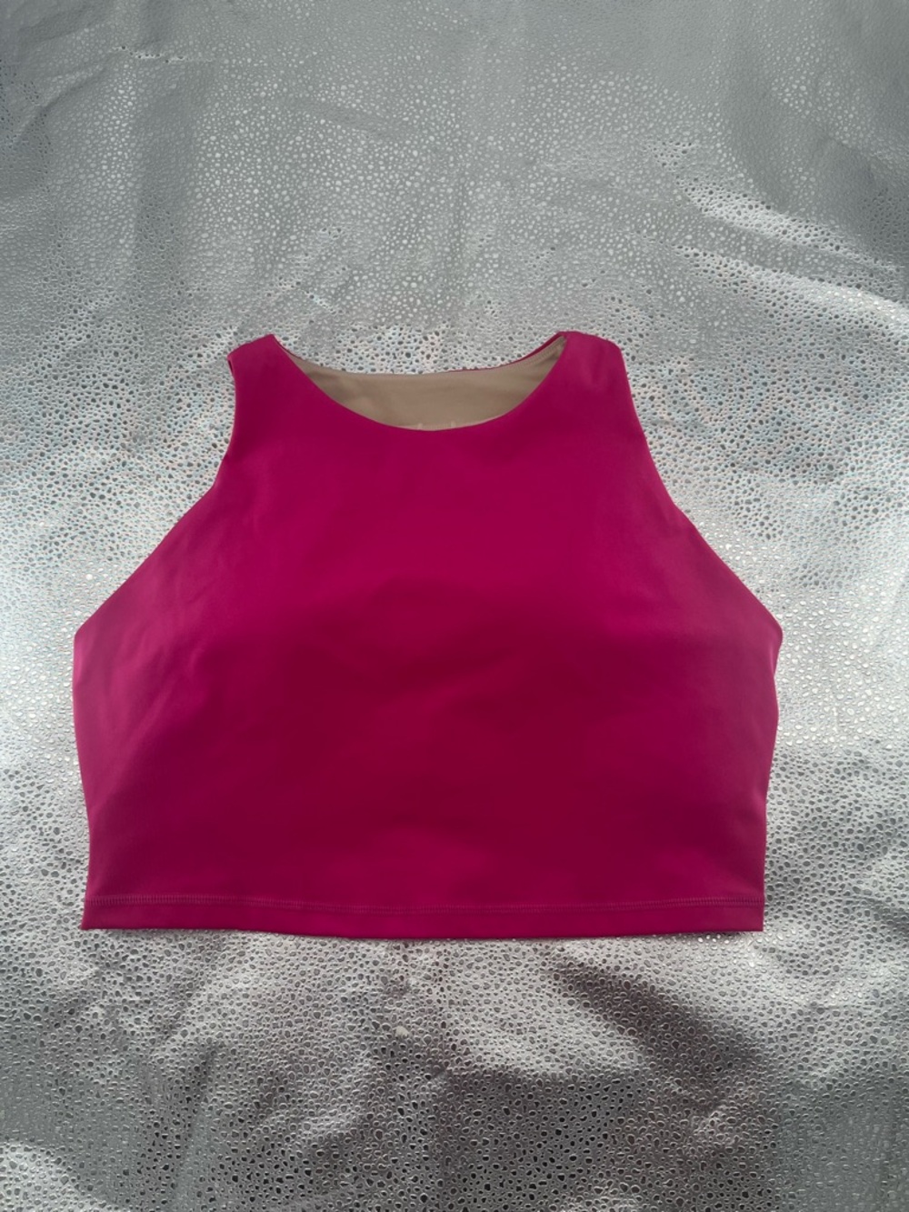 Balanced Tech Hot Pink High Neck Crop Workout Yoga Tank with Built-in Bra sizeXL